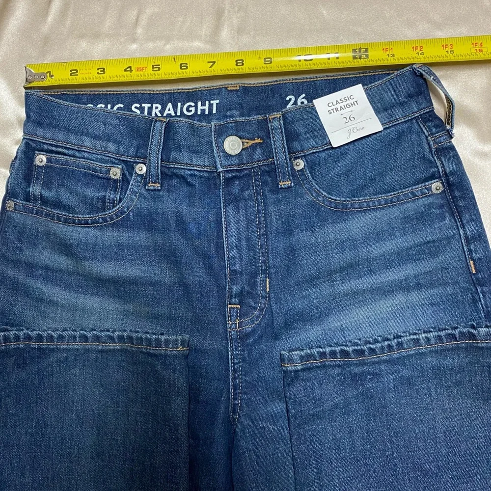 New J. Crew High Rise Classic Straight Leg Jeans Blue Denim Women’s Size 26 - Picture 6 of 15